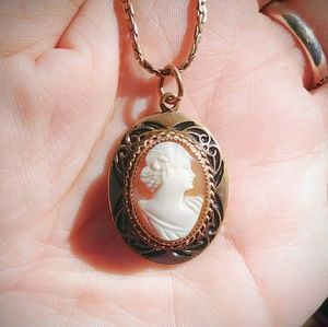 Antique Shell Cameo Pendant on 12KT GF Chain